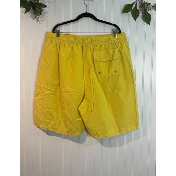 Roundtree & Yorke Mens Yellow Swim Trunks 2XT Elastic Waist Mesh Lining Cotton - Picture 2 of 9